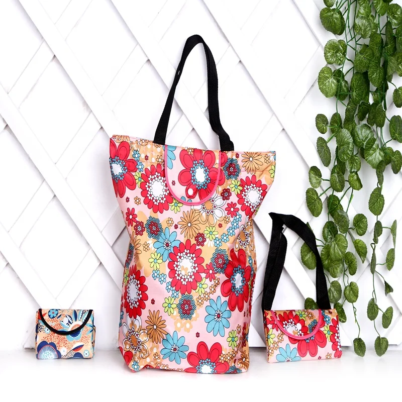 Wholesale Ladies Color Dot Zipper Tote Bag Foldable Tote Bag Green Shopping Bag