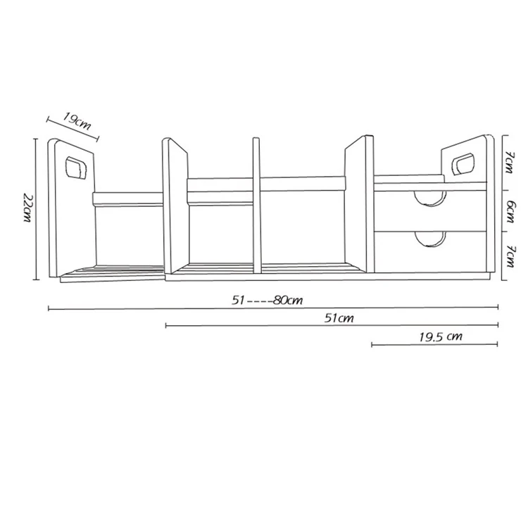 Natural Bamboo Desk Organizer with Extendable Storage and Two Drawers for Office