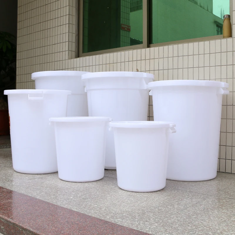 200 liter white plastic bucket barrel pail with lid and handles