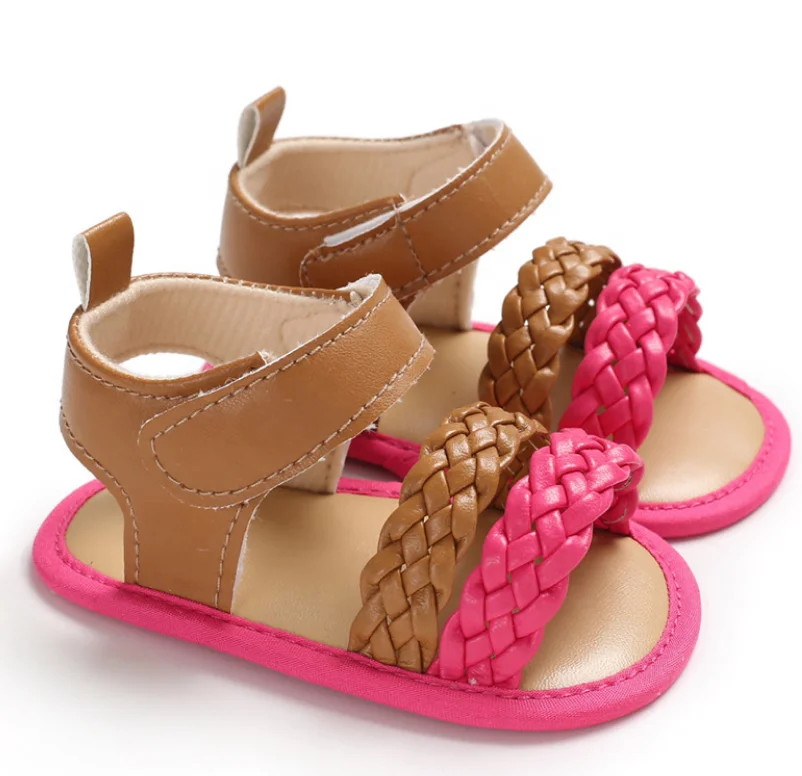 In stock small MOQ fast delivery  baby girl soft sole Pu sandal  baby shoes bulk