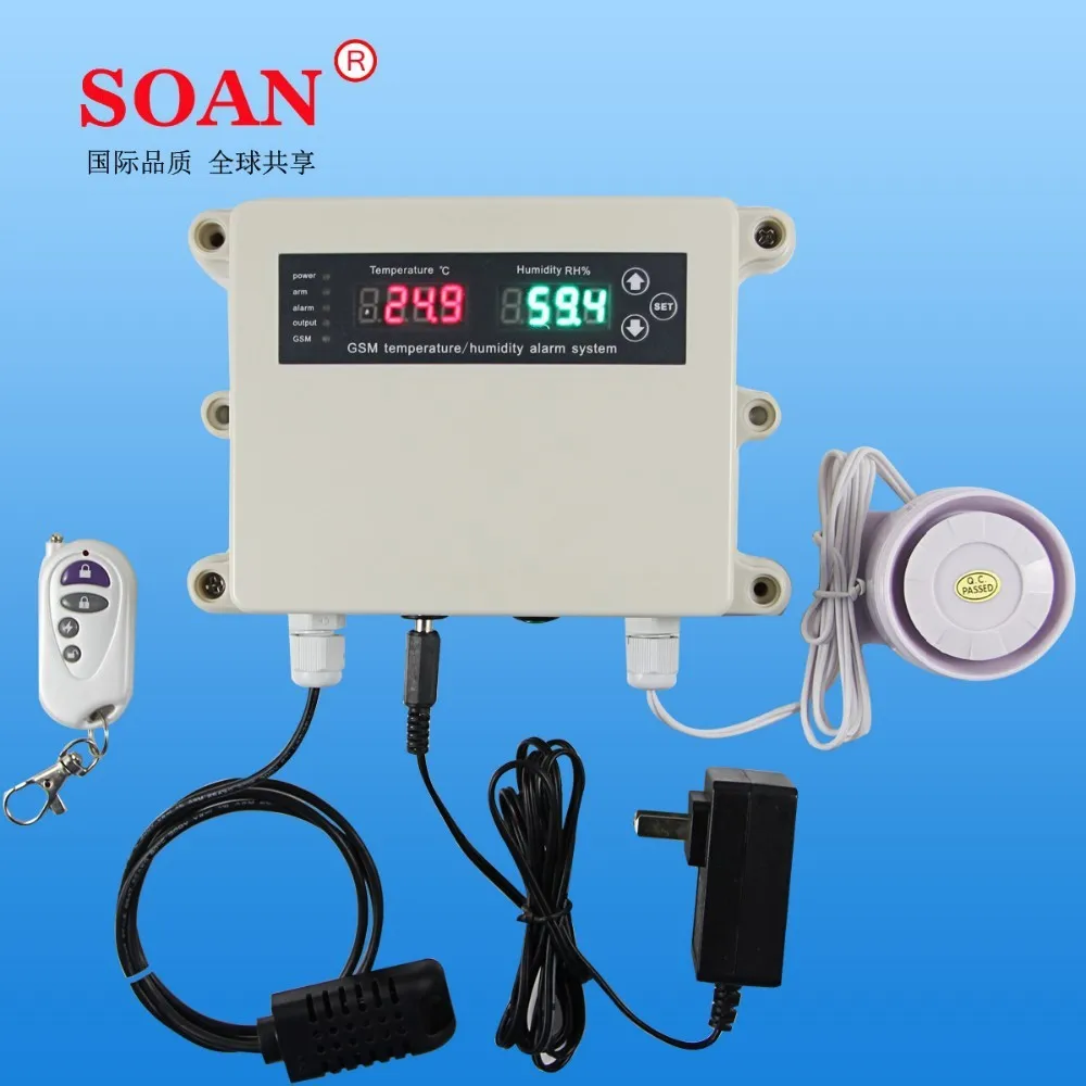 SMS GSM temperature humidity alarm system with high/low temperature humidity monitor sensor