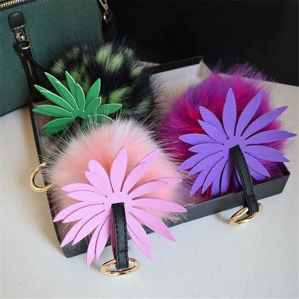 High Quality mix color Faux Fur Pom Pom /Fluffy Faux Fur Ball Rainbow ball For Keychain Bag Charm