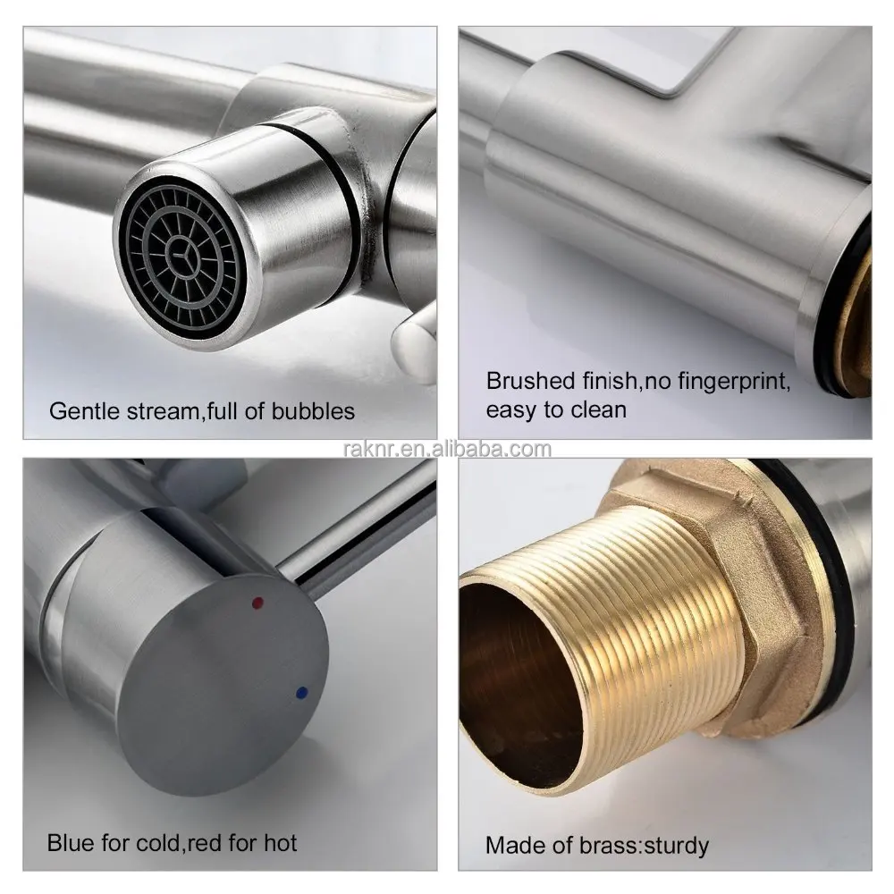 
No.K054B Desk Mounted Brushed Kitchen Mixer Tap, Brass LED Kitchen Tap 