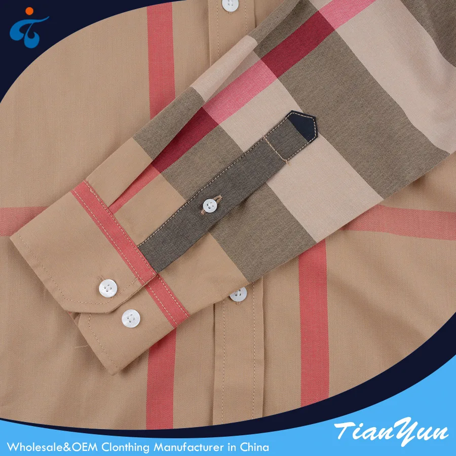 Top quality different kinds design 100% cotton check long sleeve man apparel shirt