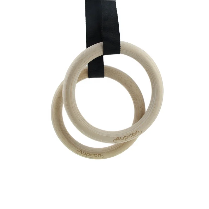 Strength Exercises Gym Wooden Rings with Adjustable Straps