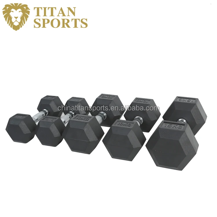 Comercial used Hex Rubber Dumbbell Set