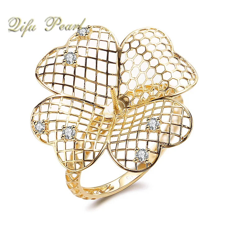 
Hollow 18K Yellow Gold Wedding Ring Mounting Design 