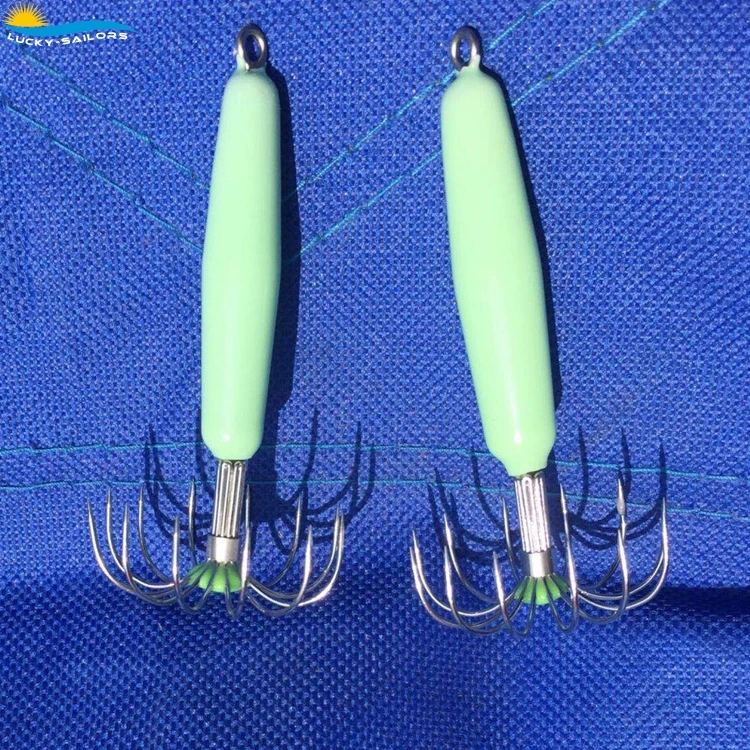 Luminous Fishing Squid Jigs  Hard Fishing Lures Fishing Hook 35g Popular for Squid
