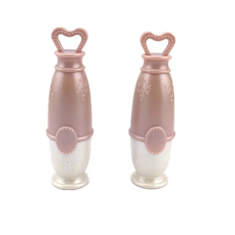 Cute plastic pink heart shape cap lipgloss tubes with brush lipgloss container/ cosmetic packaging for girl