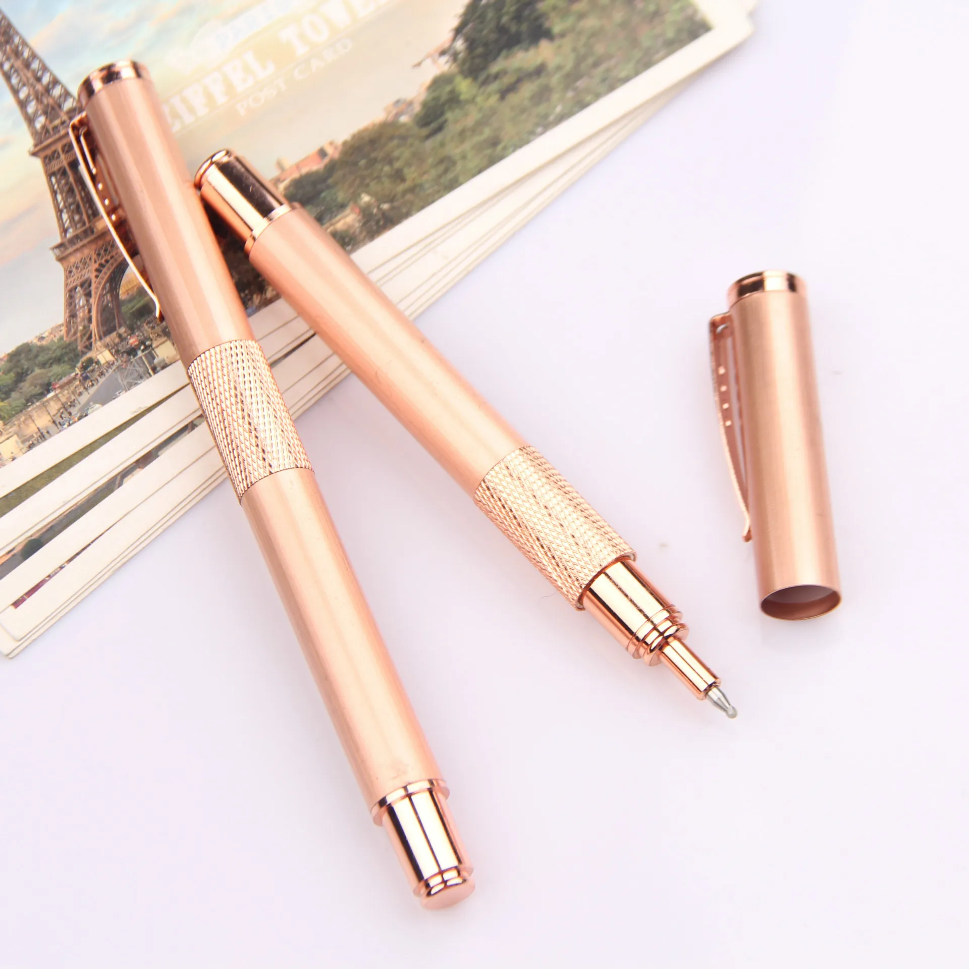 Metal Copper Roller Pen Unique Design Luxury Customized Black Ballpoint Pen Heavy Metal Black Pen with Custom Logo Black or Blue