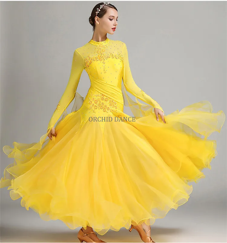 Professional Women Girls Competition White Ballroom Dance Dress