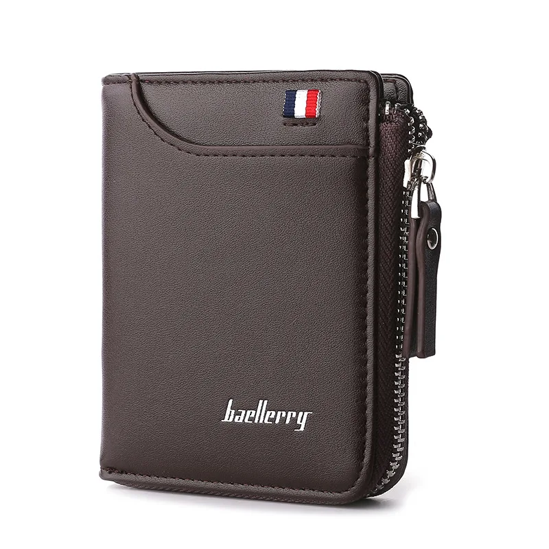 Горячая Распродажа Baellerry короткий вертикальный мужской бумажник на молнии, держатель для карт водительских прав мужской бумажник из искусственной кожи