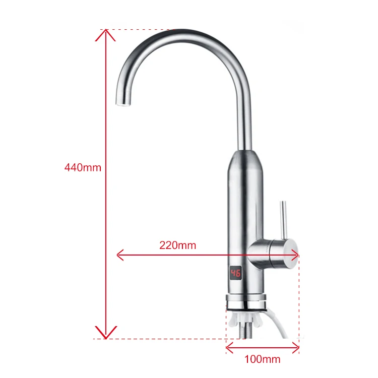 Instant Tankless Electric Continuous Water Heater Kitchen Faucet Heating Water Hot Stainless Tap With Temperature Display