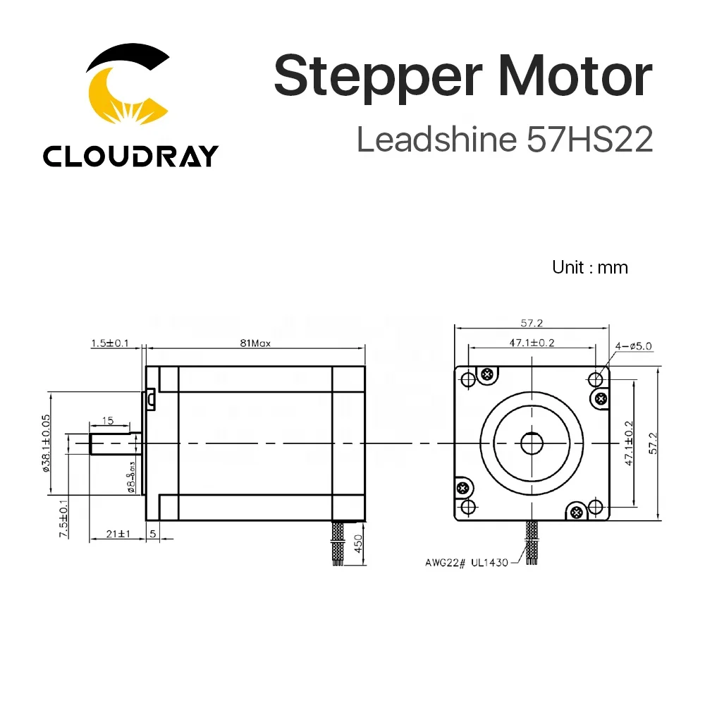 Cloudray China Leisai 2-Phase Nema 23 Stepper Motor 220v Gear Motor Laser Spare Parts