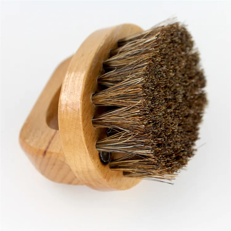 Round horseshoe shape small wood handle shoe brush