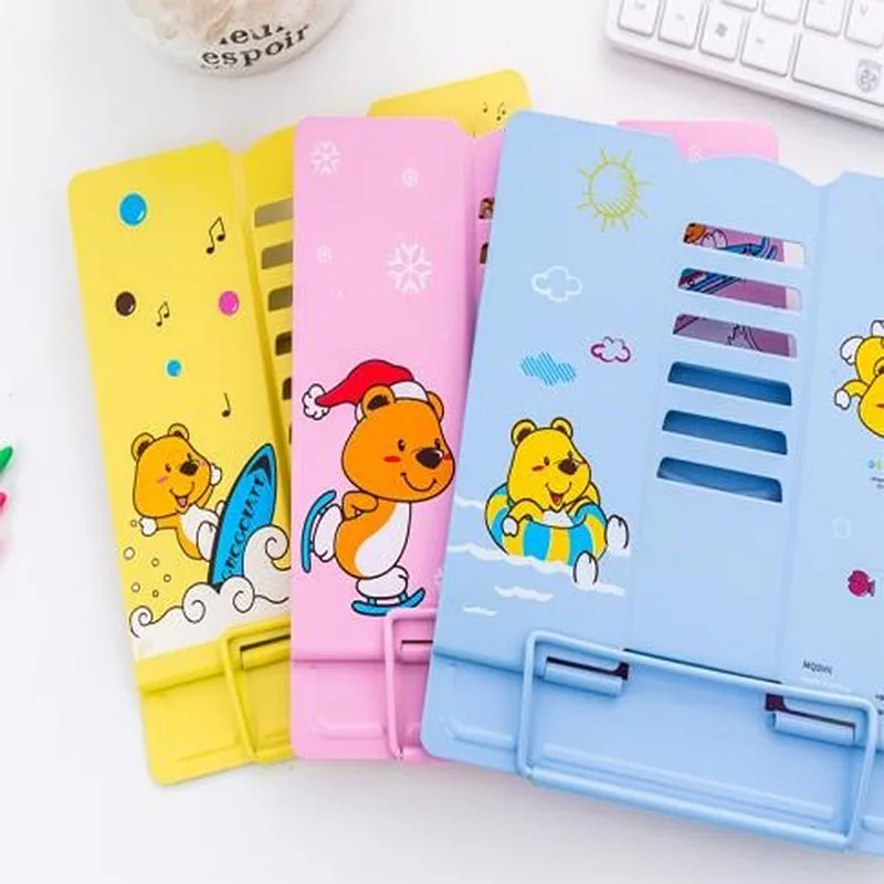 Metal Adjustable Book Pad Holder Stand Music Practice Portable Rack Bookend with Page Clips