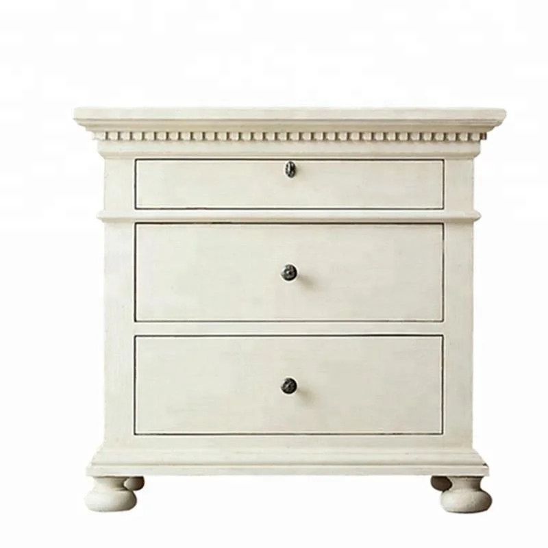 French Provincial Furniture Wood Antique White Storage Drawers