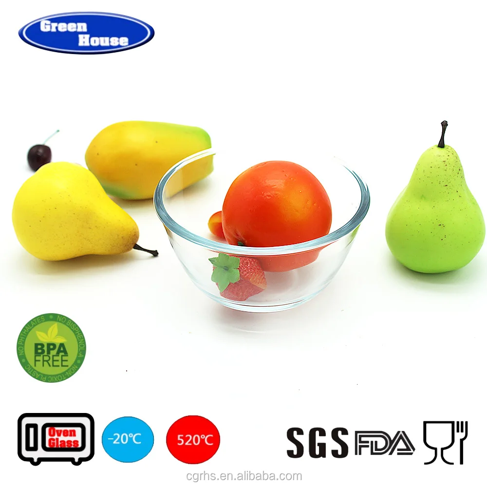 High borosilicate glass mixing bowl set with pp lid microwave oven salad bowl