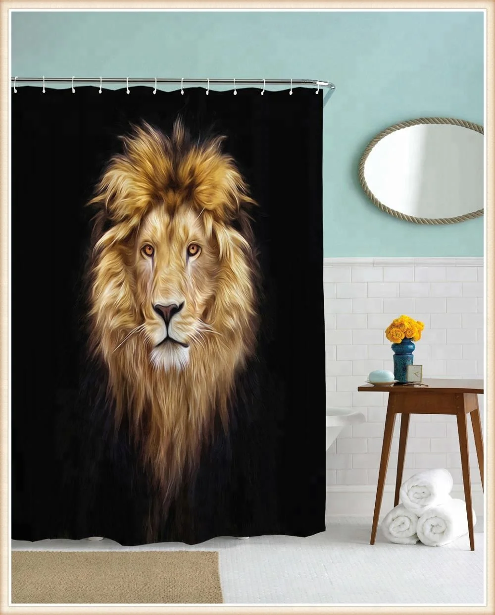 Animal design digital printing decorative shower curtain 3d model