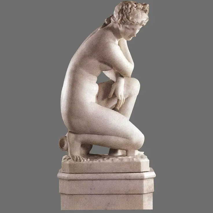 Modern garden decorative life size natural stone sitting lady sculpture marble carving woman statue