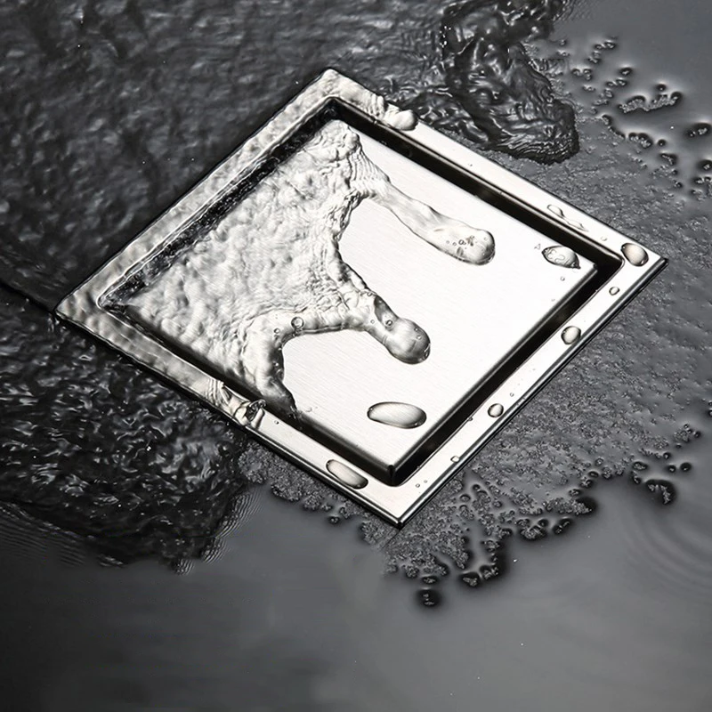 
Modern 100x100mm Bathroom Tile Insert Shower Floor Drain Washer Waste Square Removal Grate 