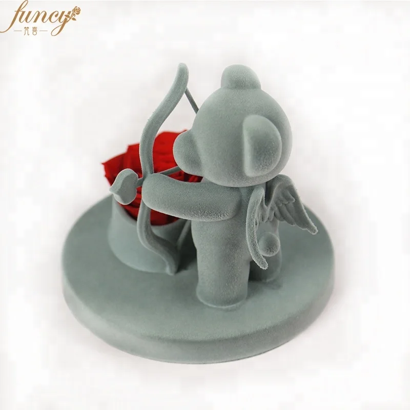 New Product Ideas 2018  Teddy Bear With Rose Valentine Day Gift Preserved Flower Rose Bear