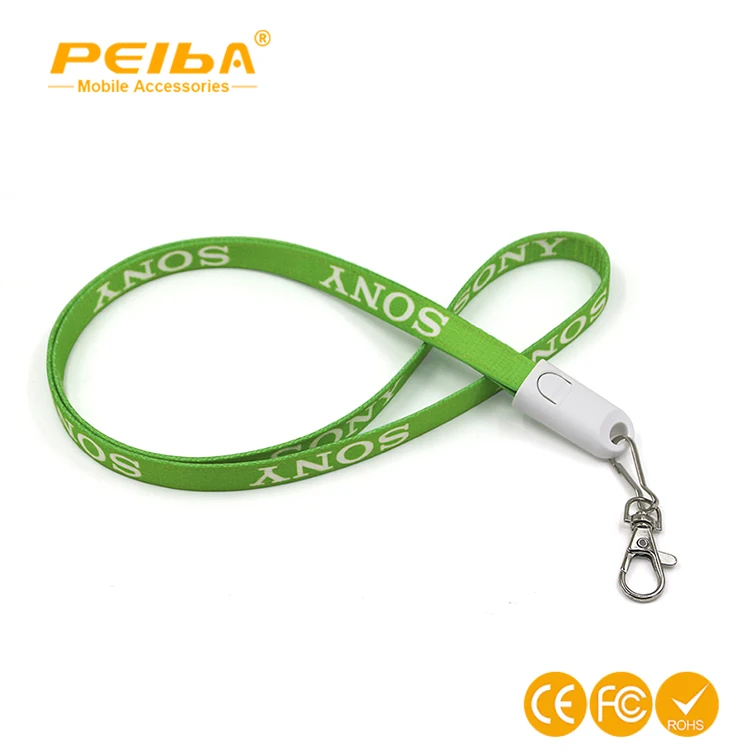 
Top quality Custom Lanyard with Badge Clip - 2 in 1 USB Charging Cable Cord for iPhone and Micro USB Android Phone 