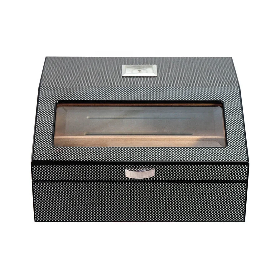 carbon fiber Cigars Cabinet Mahogany Humidor Storage Box