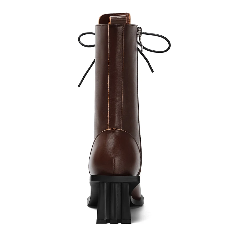 WETKISS Fashion Trends Stylish Women Winter Shoes Block Heel Boots Ladies Lace Up Boots Leather Ankle Boots Wholesale