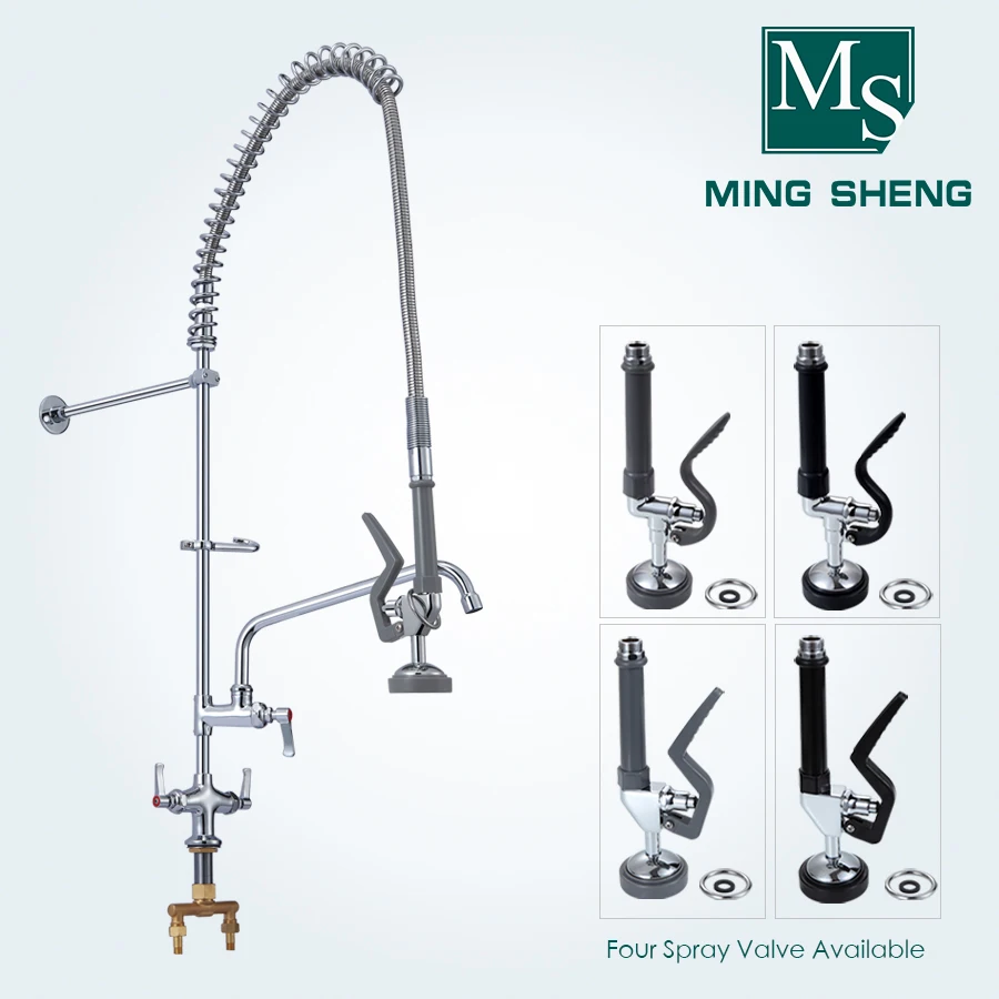 Jiangmen Kaiping Deck Mount 2 Handle Kitchen Plumbing Faucet Pre-Rinse Spray Unit for Dishwasher with CUPC Certificate