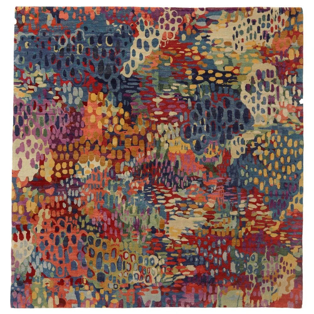 China exclusive decorative vibrant colorful fleck artificial silk hand stitched loop pile carpet