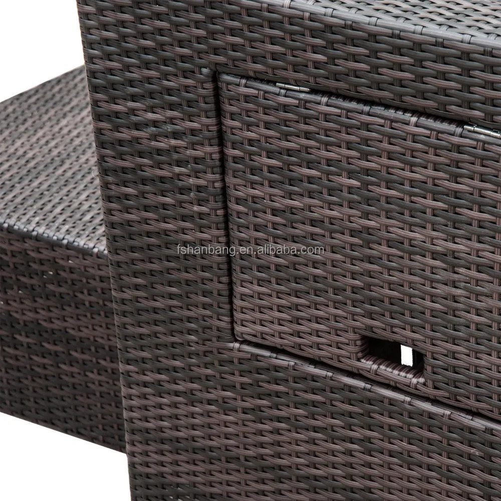 Modern Garden Rattan Furniture Outdoor 2 Seater Sofa Sun Lounger Bed