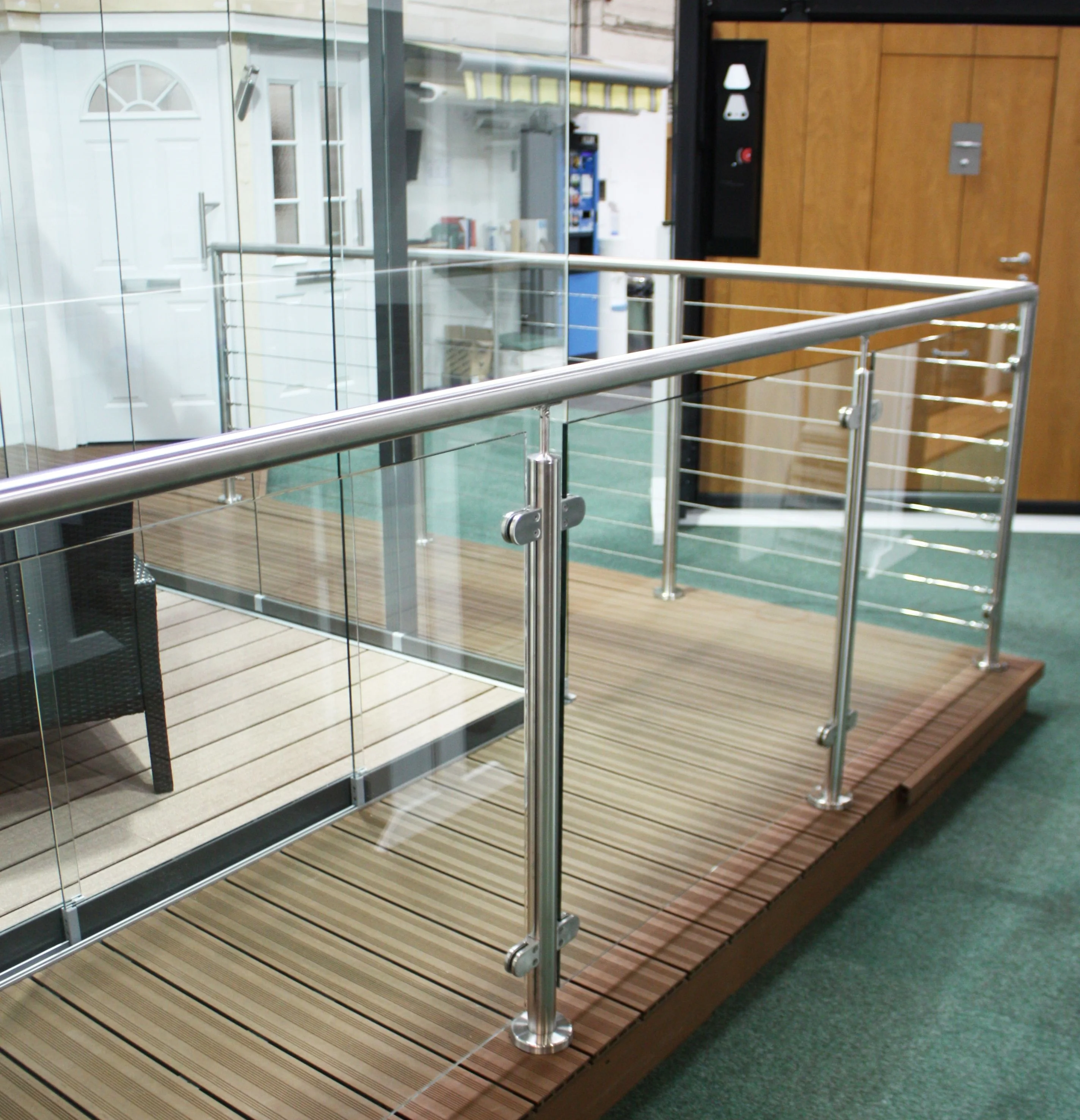 Balcony staircase steel glass railing designs