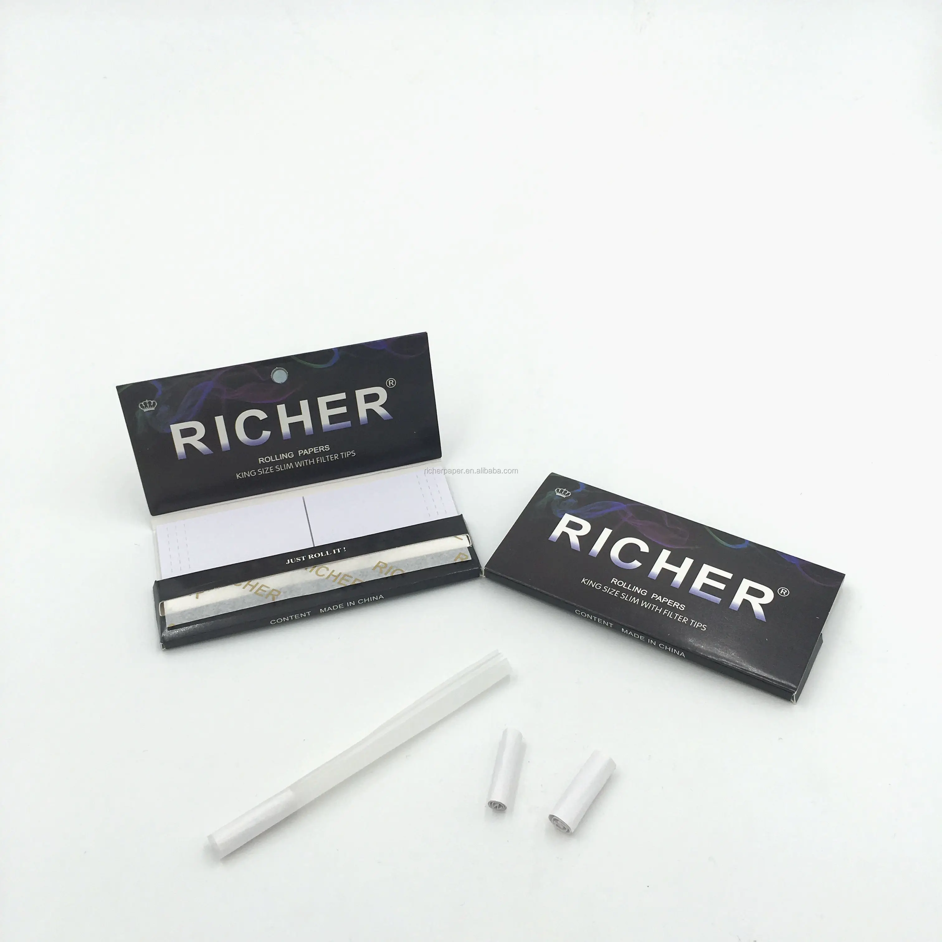 
Your own logo 14 gsm king size slim hemp rolling paper with filter tips magnetic close 
