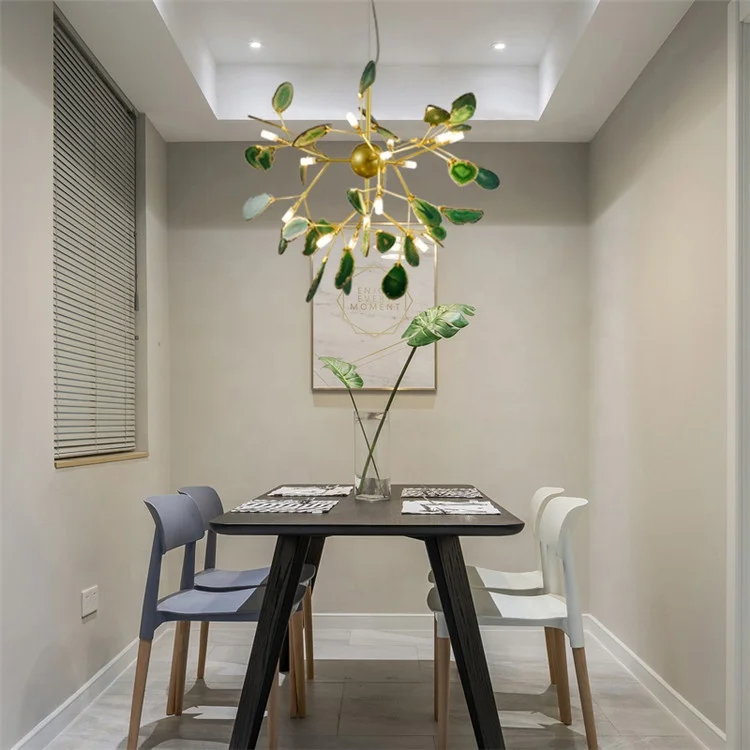 
Zhongshan Modern adjustable hanging home Decorative G4 LED Agate designer iron vintage chandeliers lighting 