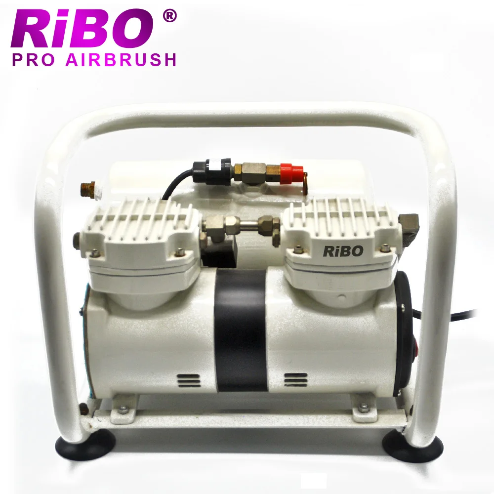 High pressure airbrush compressor with two cylinders and tank and frame