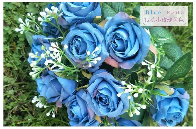 12 головок/1 букет шелковых роз цвета шампанского, букет невесты, Декоративные искусственные цветы