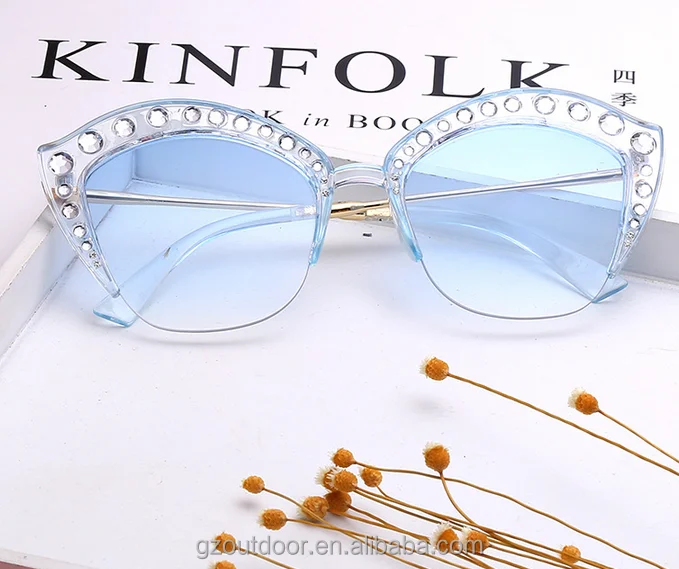 2018 2764 Fashion half frame cat eyes 3 UV 400 Sunglasses Style and Unisex Age Sunglass