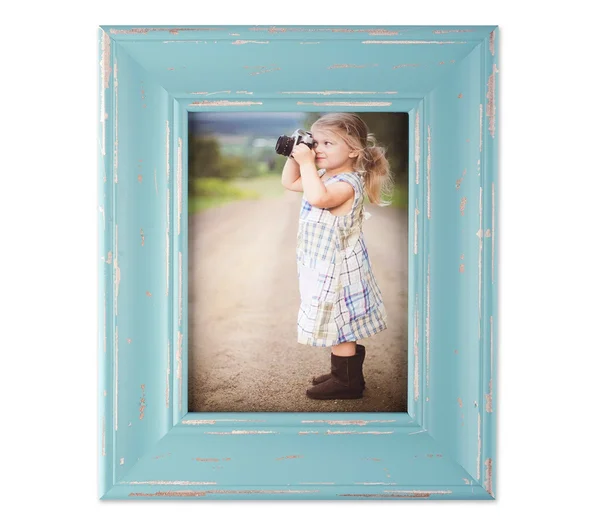 Деревянная рама для фотографий в деревенском стиле 5x7 для настенного или настольного использования-синяя