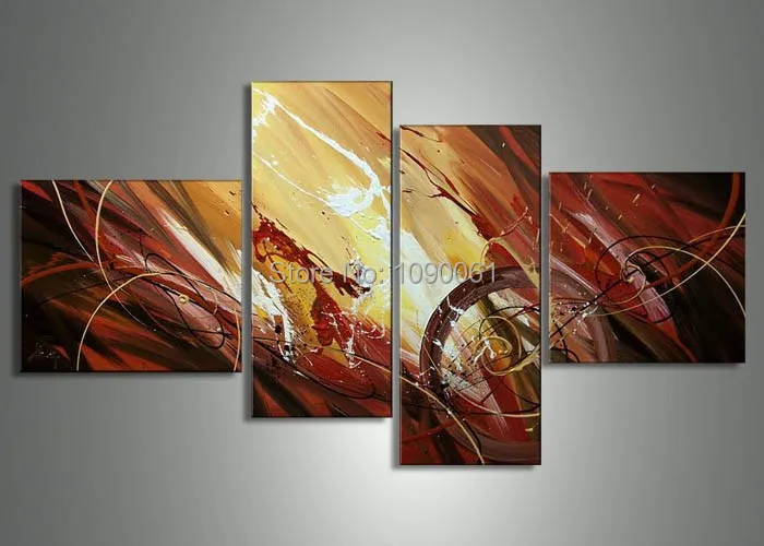 Hand-Painted-4-Piece-Wall-Art-Pictures-Abstract-Paintings Hand-Painted-4-Piece-Wall-Art-Pictures-Abstract-Paintings