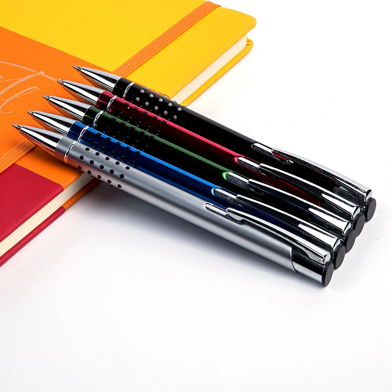 
Classic business rubber dot grip luxury click promotion ballpoint metal design pen with custom logo 