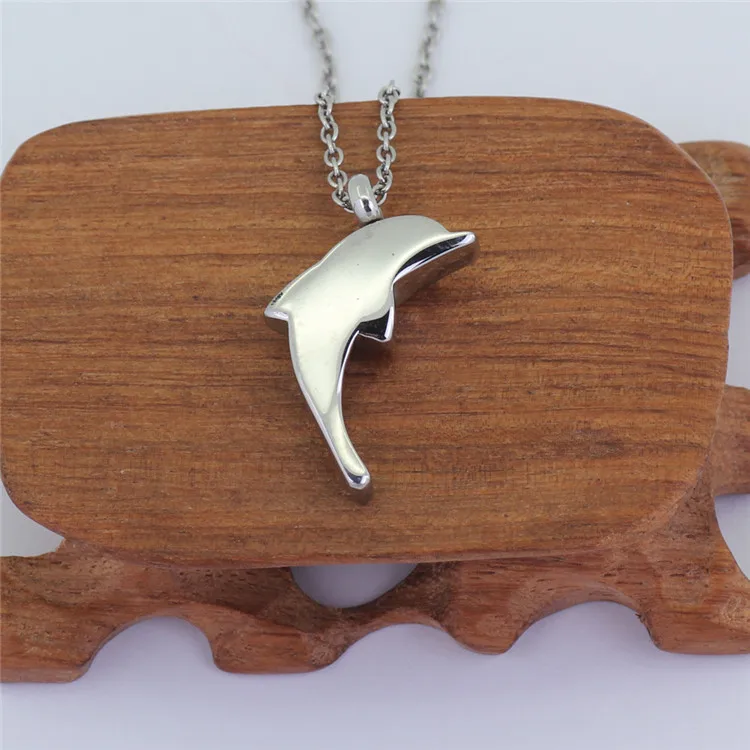 Urn Necklace Cremation Jewelry Memorial Ash Keepsake Dolphin Shape Pendant Necklace