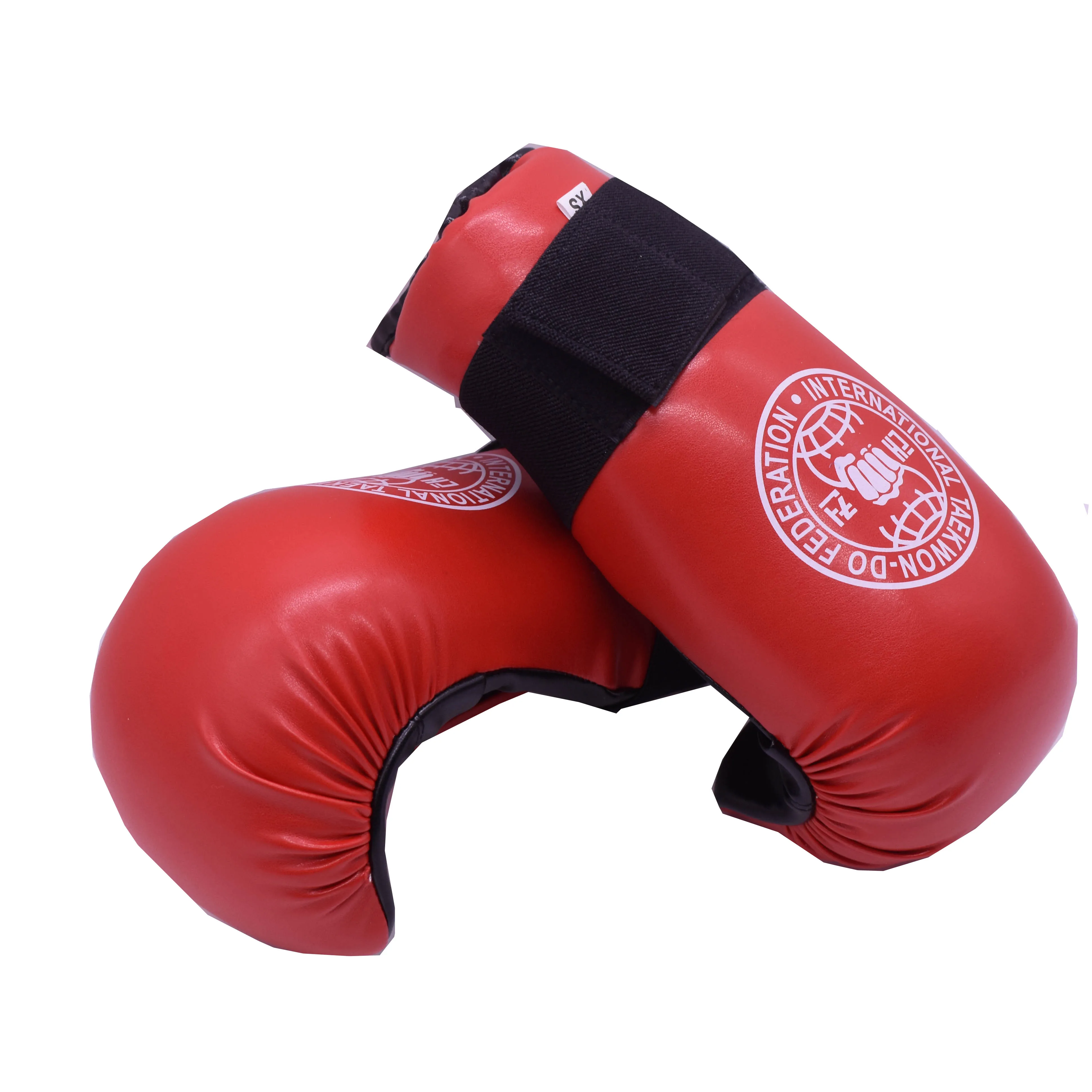Manufacturers supply ITF taekwondo leather red or blue hand gloves hand protector sparring gloves