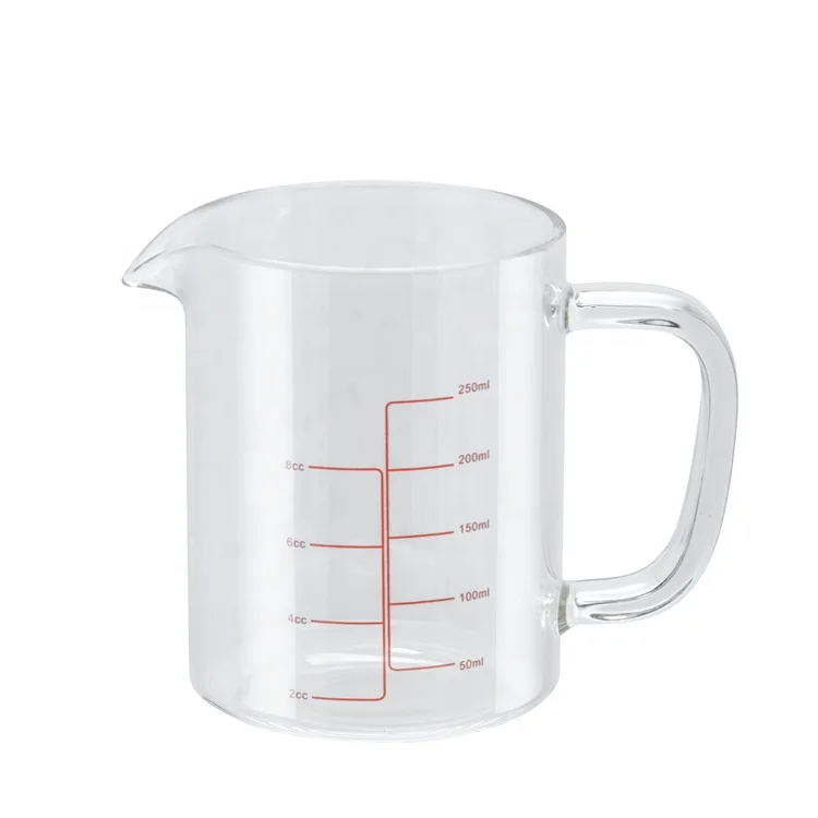 
Free Sample Custom Logo 50ml/200ml/300ml/600ml Borosilicate Measuring Glass Cup 