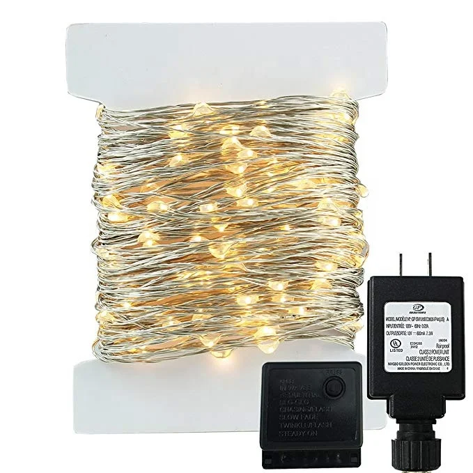 400 LED 132ft Silver Copper Wire String Fairy Lights 8 Modes with Low Voltage Transformer