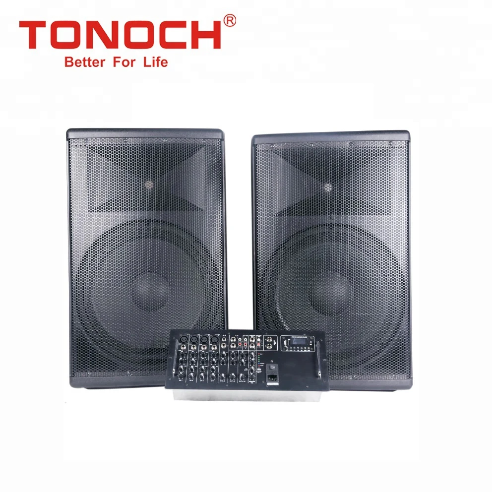 TONOCH EON series 15 inch Powered DJ Audio system Speaker with Sound Mixer