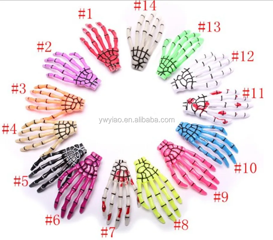 Skull Hand Bone Hairpin Gripper Ghost Skeleton Hair Clips Hairclips Bone Claw Hair Accessories