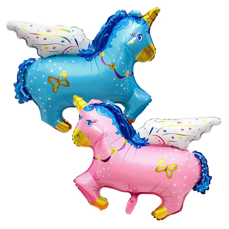 Inflatable mini Large /Medium size pink bule cute cartoon Animal Flying Horse Shape Aluminium Foil Balloon for Decoration Home