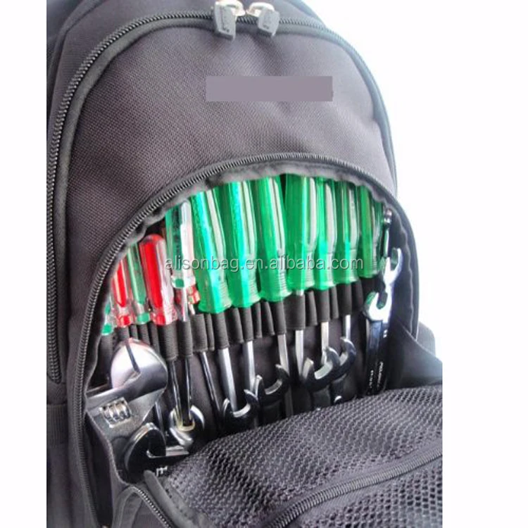
Heavy duty backpack tool bag for electrician engineer mechanics 
