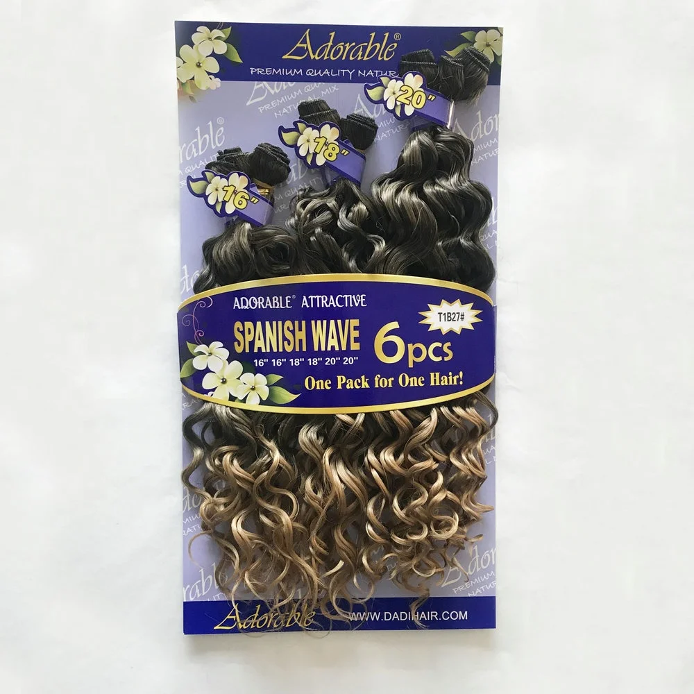 xuchang factory synthetic hair weaves Spanish Wave 6 ombre mixed two tone color virgin Bouncy Curly Hair extensions dropship